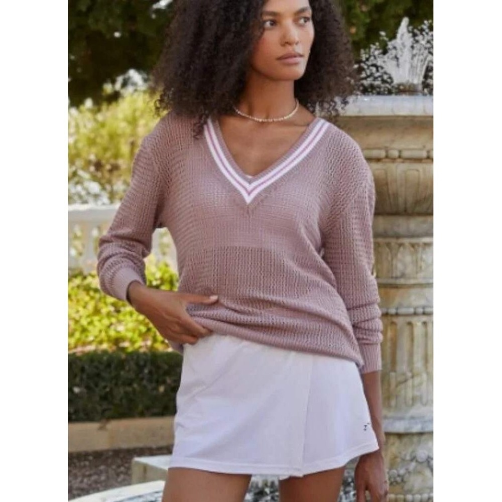 Varley Hadley Open Knit Preppy Old Money Tennis Ivy League Coquette Sweater S